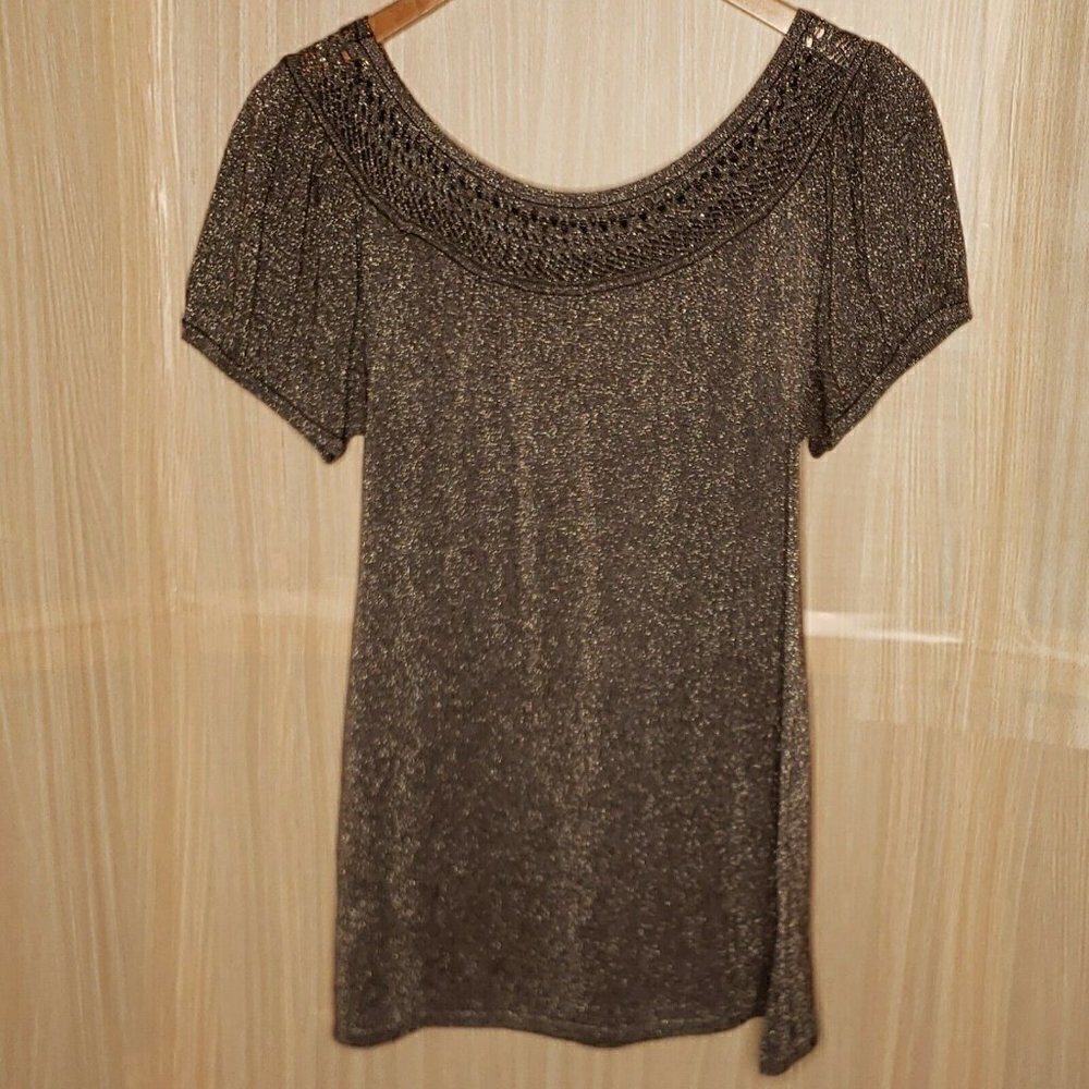 Shelly M Couture Womens Gold Sparkle Tunic Sweater